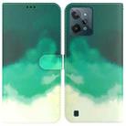 For OPPO Realme C31 Watercolor Pattern Horizontal Flip Leather Phone Case(Cyan Green) - 1