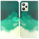 For OPPO Realme C35 Watercolor Pattern Horizontal Flip Leather Phone Case(Cyan Green) - 1
