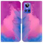 For OPPO Realme GT Neo3 Watercolor Pattern Horizontal Flip Leather Phone Case(Purple Red) - 1