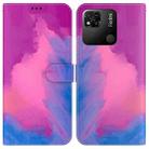 For Xiaomi Redmi 10A Watercolor Pattern Horizontal Flip Leather Phone Case(Purple Red) - 1