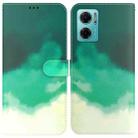 For Xiaomi Redmi Note 11E / Redmi 10 5G Watercolor Pattern Horizontal Flip Leather Phone Case(Cyan Green) - 1