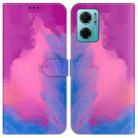 For Xiaomi Redmi Note 11E / Redmi 10 5G Watercolor Pattern Horizontal Flip Leather Phone Case(Purple Red) - 1