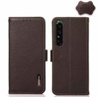 For Sony Xperia 1 IV KHAZNEH Side-Magnetic Litchi Genuine Leather RFID Phone Case(Brown) - 1