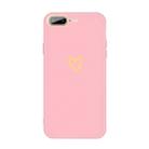 For iPhone 8 Plus / 7 Plus Golden Love-heart Pattern Colorful Frosted TPU Phone Protective Case(Pink) - 1
