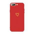 For iPhone 8 Plus / 7 Plus Golden Love-heart Pattern Colorful Frosted TPU Phone Protective Case(Red) - 1