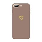 For iPhone 8 Plus / 7 Plus Golden Love-heart Pattern Colorful Frosted TPU Phone Protective Case(Khaki) - 1