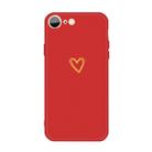 For iPhone SE 2022 / SE 2020 / 8 / 7 Golden Love-heart Pattern Colorful Frosted TPU Phone Protective Case(Red) - 1