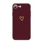 For iPhone SE 2022 / SE 2020 / 8 / 7 Golden Love-heart Pattern Colorful Frosted TPU Phone Protective Case(Wine Red) - 1
