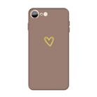 For iPhone SE 2022 / SE 2020 / 8 / 7 Golden Love-heart Pattern Colorful Frosted TPU Phone Protective Case(Khaki) - 1