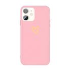 For iPhone 11 Golden Love-heart Pattern Colorful Frosted TPU Phone Protective Case(Pink) - 1