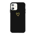 For iPhone 11 Golden Love-heart Pattern Colorful Frosted TPU Phone Protective Case(Black) - 1