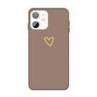 For iPhone 11 Golden Love-heart Pattern Colorful Frosted TPU Phone Protective Case(Khaki) - 1