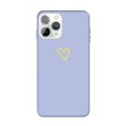 For iPhone 11 Pro Golden Love-heart Pattern Colorful Frosted TPU Phone Protective Case(Light Purple) - 1