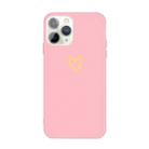 For iPhone 11 Pro Max Golden Love-heart Pattern Colorful Frosted TPU Phone Protective Case(Pink) - 1