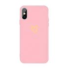 For iPhone X / XS Golden Love-heart Pattern Colorful Frosted TPU Phone Protective Case(Pink) - 1