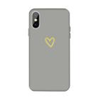 For iPhone X / XS Golden Love-heart Pattern Colorful Frosted TPU Phone Protective Case(Gray) - 1