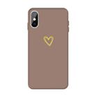 For iPhone X / XS Golden Love-heart Pattern Colorful Frosted TPU Phone Protective Case(Khaki) - 1