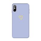 For iPhone X / XS Golden Love-heart Pattern Colorful Frosted TPU Phone Protective Case(Light Purple) - 1