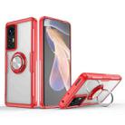 For Xiaomi 12 Transparent TPU + Acrylic Ring Holder Phone Case(Red) - 1