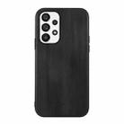 For Samsung Galaxy A23 4G Yellow Cow Texture PU Phone Case(Black) - 1