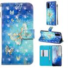 For Galaxy S20 3D Painting Horizontal Flip Leather Case with Holder & Card Slot & Wallet & Lanyard(Golden Butterfly) - 1