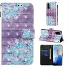 For Galaxy S20 3D Painting Horizontal Flip Leather Case with Holder & Card Slot & Wallet & Lanyard(Blue Flower) - 1