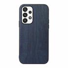 For Samsung Galaxy A23 4G Wood Texture PU Phone Case(Blue) - 1