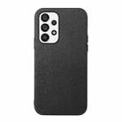 For Samsung Galaxy A73 5G Wood Texture PU Phone Case(Black) - 1