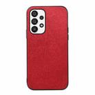 For Samsung Galaxy A73 5G Wood Texture PU Phone Case(Red) - 1