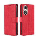 For Honor 50 Pro Skin Feel Crocodile Texture Magnetic Clasp PU Leather Phone Case(Red) - 1