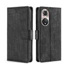 For Honor 50 Pro Skin Feel Crocodile Texture Magnetic Clasp PU Leather Phone Case(Black) - 1