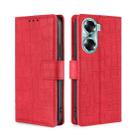 For Honor 60 Skin Feel Crocodile Texture Magnetic Clasp PU Leather Phone Case(Red) - 1