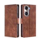 For Honor 60 Pro Skin Feel Crocodile Texture Magnetic Clasp PU Leather Phone Case(Brown) - 1