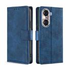 For Honor 60 Pro Skin Feel Crocodile Texture Magnetic Clasp PU Leather Phone Case(Blue) - 1