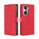 For Honor 60 Pro Skin Feel Crocodile Texture Magnetic Clasp PU Leather Phone Case(Red) - 1