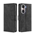 For Honor 60 Pro Skin Feel Crocodile Texture Magnetic Clasp PU Leather Phone Case(Black) - 1