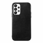 For Samsung Galaxy A23 4G Genuine Leather Double Color Crazy Horse Texture Phone Case(Black) - 1