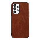 For Samsung Galaxy A73 5G Genuine Leather Double Color Crazy Horse Texture Phone Case(Brown) - 1