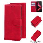 For Sharp Aquos Zero Skin Feel Pure Color Leather Phone Case(Red) - 1