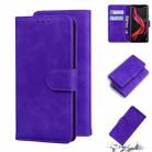 For Sharp Aquos Zero Skin Feel Pure Color Leather Phone Case(Purple) - 1