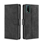 For vivo Y3s (2021) Skin Feel Crocodile Texture Magnetic Leather Phone Case(Black) - 1