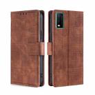 For vivo Y3s (2021) Skin Feel Crocodile Texture Magnetic Leather Phone Case(Brown) - 1