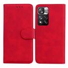 For Xiaomi Redmi Note 11 Pro / Note 11 Pro+ 5G Skin Feel Pure Color Flip Leather Phone Case(Red) - 1