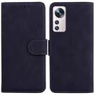 For Xiaomi 12 / 12X Skin Feel Pure Color Flip Leather Phone Case(Black) - 1