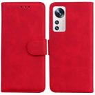 For Xiaomi 12 / 12X Skin Feel Pure Color Flip Leather Phone Case(Red) - 1