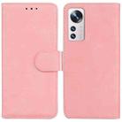 For Xiaomi 12 / 12X Skin Feel Pure Color Flip Leather Phone Case(Pink) - 1