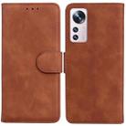 For Xiaomi 12 Pro Skin Feel Pure Color Flip Leather Phone Case(Brown) - 1