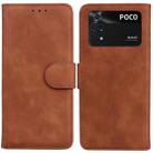 For Xiaomi Poco M4 Pro Skin Feel Pure Color Flip Leather Phone Case(Brown) - 1