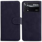 For Xiaomi Poco X4 Pro 5G Skin Feel Pure Color Flip Leather Phone Case(Black) - 1