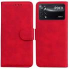 For Xiaomi Poco X4 Pro 5G Skin Feel Pure Color Flip Leather Phone Case(Red) - 1